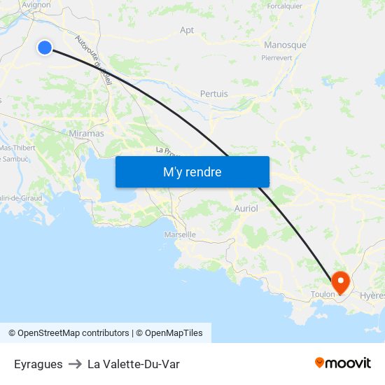 Eyragues to La Valette-Du-Var map