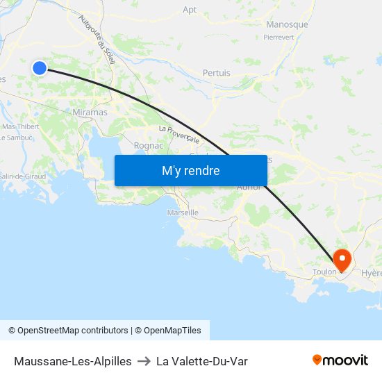 Maussane-Les-Alpilles to La Valette-Du-Var map