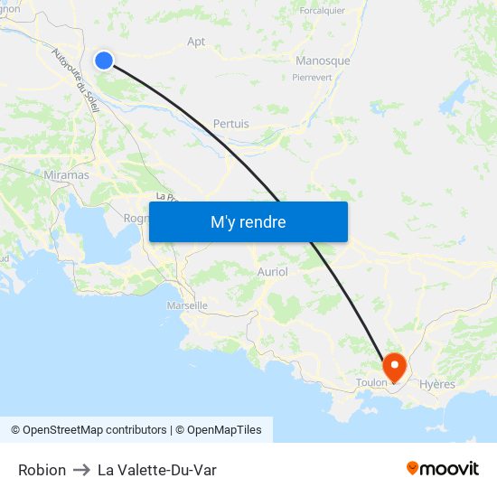 Robion to La Valette-Du-Var map