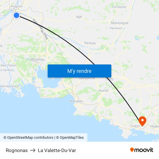 Rognonas to La Valette-Du-Var map