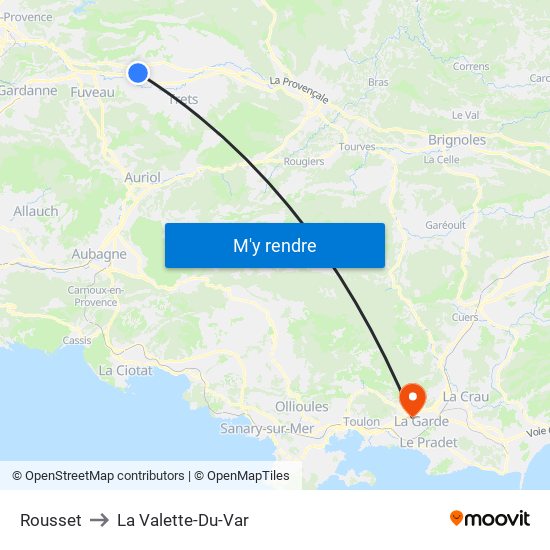 Rousset to La Valette-Du-Var map