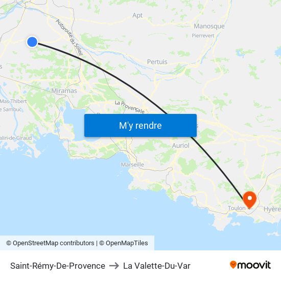 Saint-Rémy-De-Provence to La Valette-Du-Var map