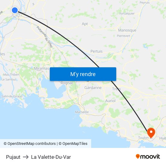 Pujaut to La Valette-Du-Var map