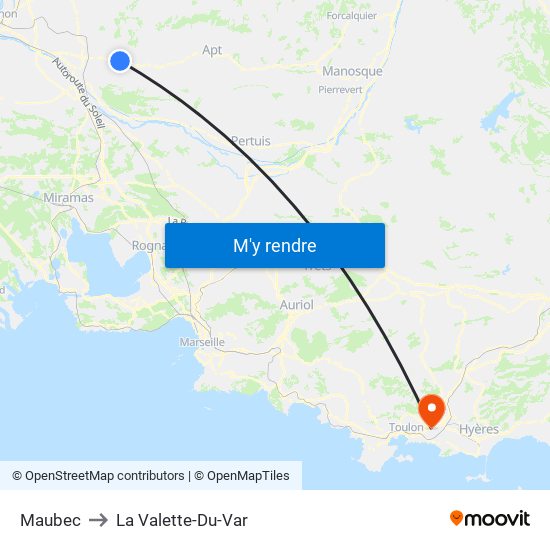 Maubec to La Valette-Du-Var map