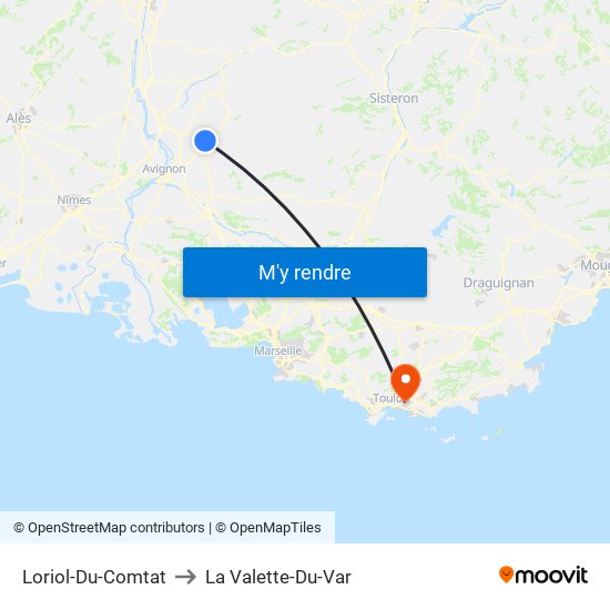 Loriol-Du-Comtat to La Valette-Du-Var map