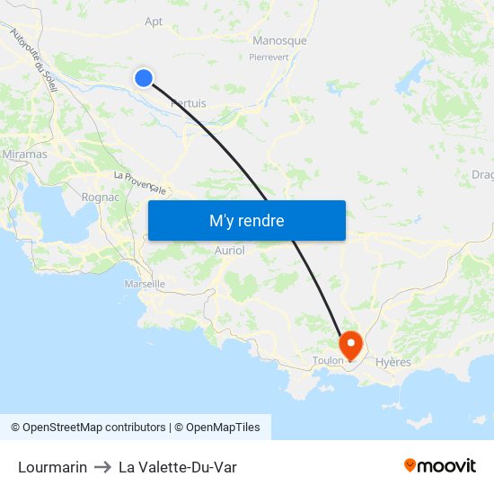 Lourmarin to La Valette-Du-Var map