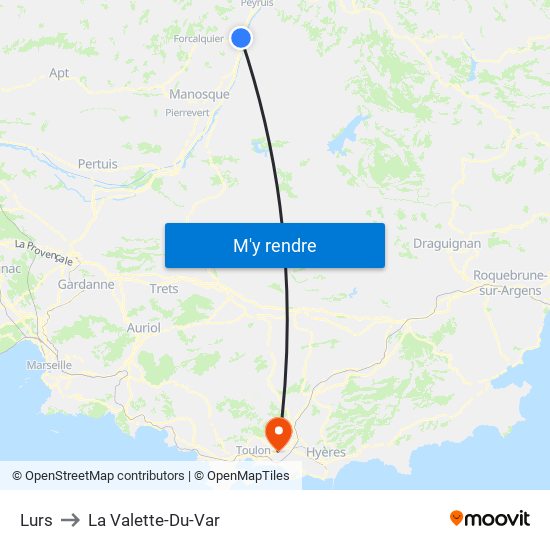 Lurs to La Valette-Du-Var map