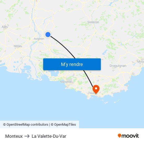 Monteux to La Valette-Du-Var map