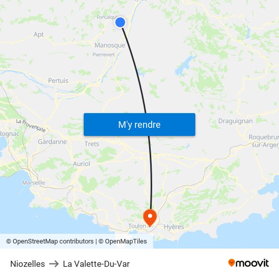 Niozelles to La Valette-Du-Var map
