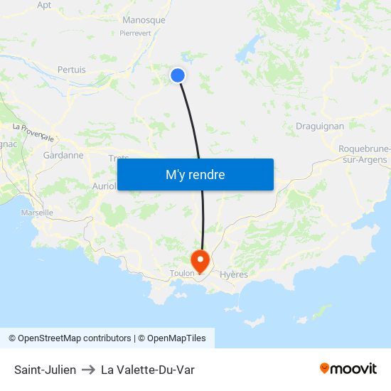 Saint-Julien to La Valette-Du-Var map