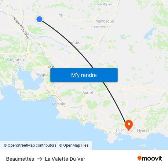 Beaumettes to La Valette-Du-Var map