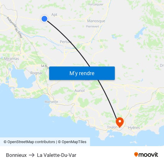 Bonnieux to La Valette-Du-Var map
