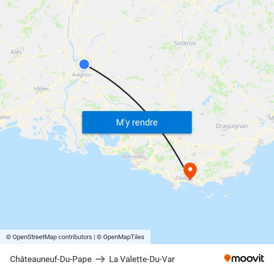 Châteauneuf-Du-Pape to La Valette-Du-Var map