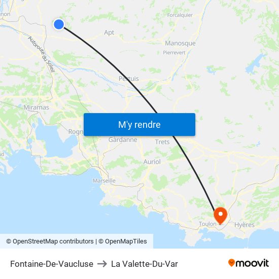 Fontaine-De-Vaucluse to La Valette-Du-Var map