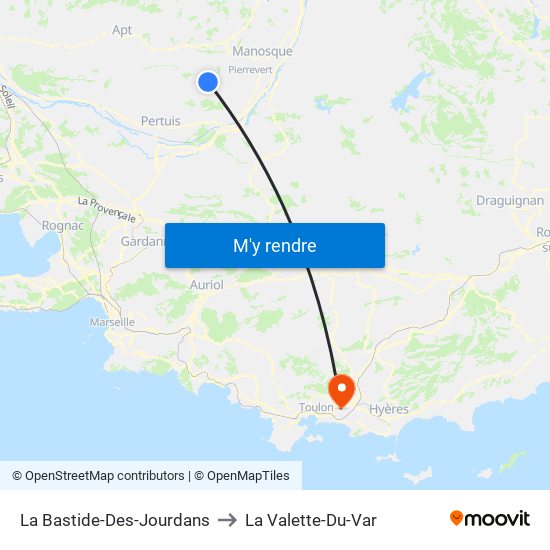 La Bastide-Des-Jourdans to La Valette-Du-Var map