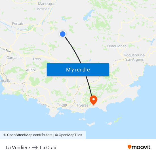 La Verdière to La Crau map
