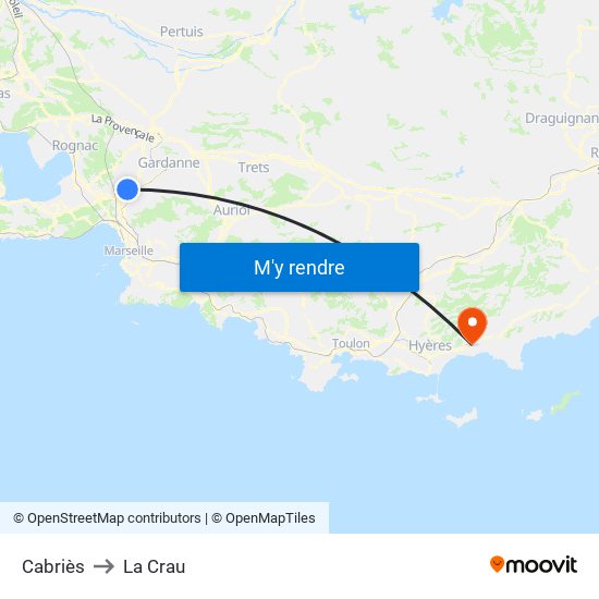 Cabriès to La Crau map