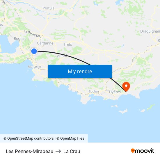 Les Pennes-Mirabeau to La Crau map