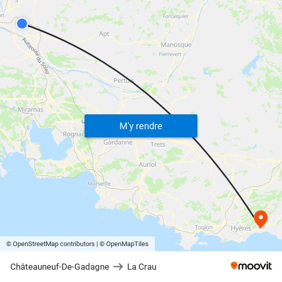 Châteauneuf-De-Gadagne to La Crau map