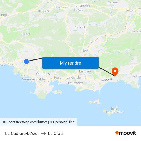 La Cadière-D'Azur to La Crau map