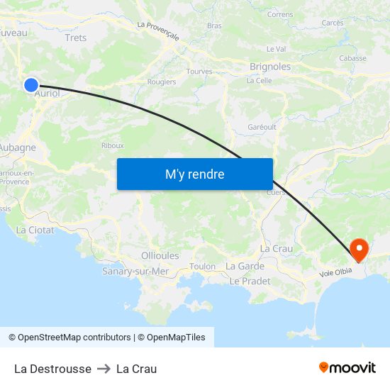 La Destrousse to La Crau map
