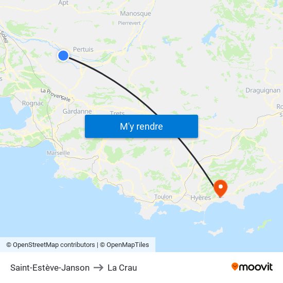 Saint-Estève-Janson to La Crau map