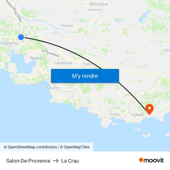 Salon-De-Provence to La Crau map