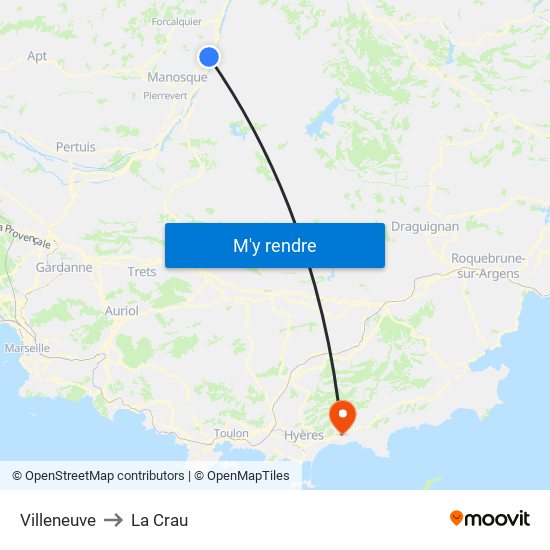 Villeneuve to La Crau map