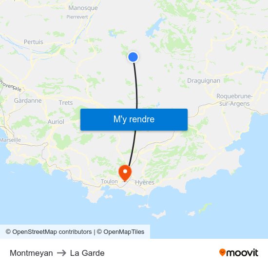 Montmeyan to La Garde map