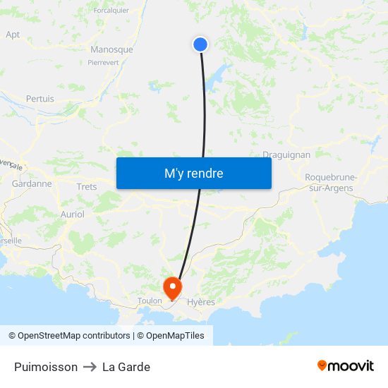 Puimoisson to La Garde map