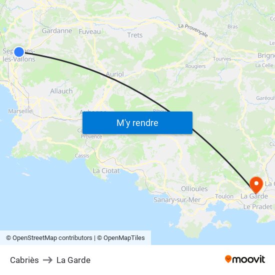 Cabriès to La Garde map