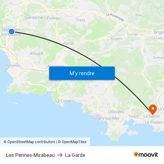 Les Pennes-Mirabeau to La Garde map