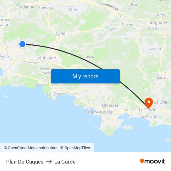 Plan-De-Cuques to La Garde map