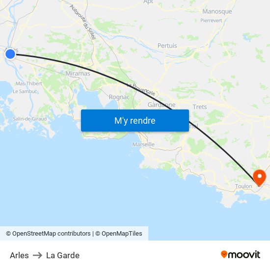 Arles to La Garde map
