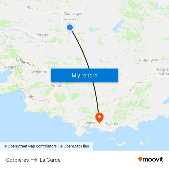Corbières to La Garde map