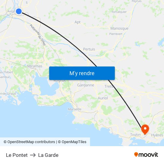 Le Pontet to La Garde map
