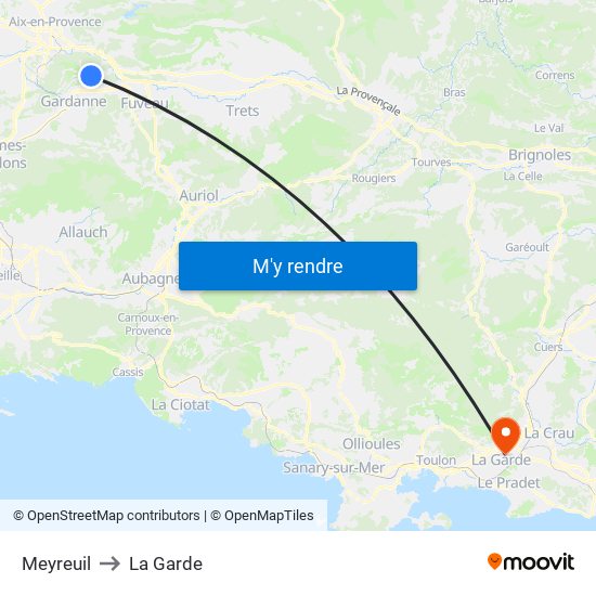 Meyreuil to La Garde map