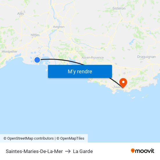 Saintes-Maries-De-La-Mer to La Garde map