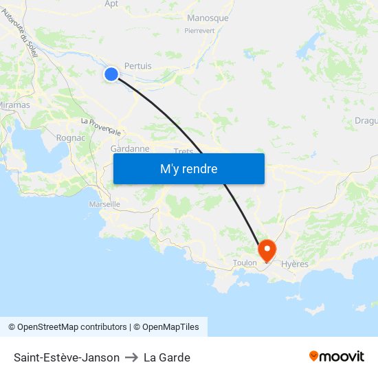 Saint-Estève-Janson to La Garde map