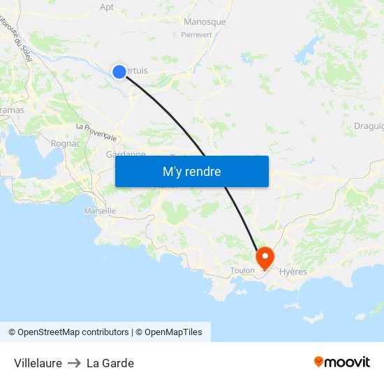Villelaure to La Garde map