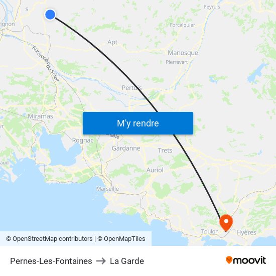 Pernes-Les-Fontaines to La Garde map