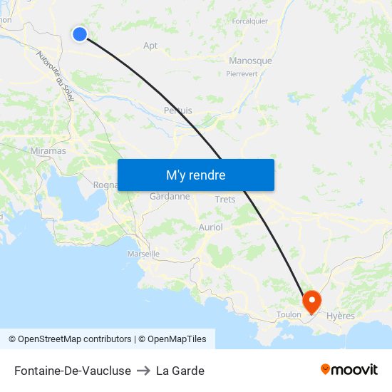 Fontaine-De-Vaucluse to La Garde map