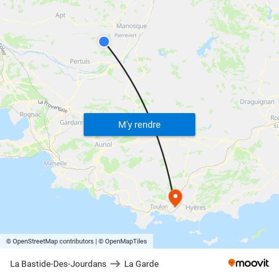 La Bastide-Des-Jourdans to La Garde map