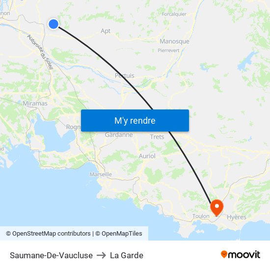 Saumane-De-Vaucluse to La Garde map
