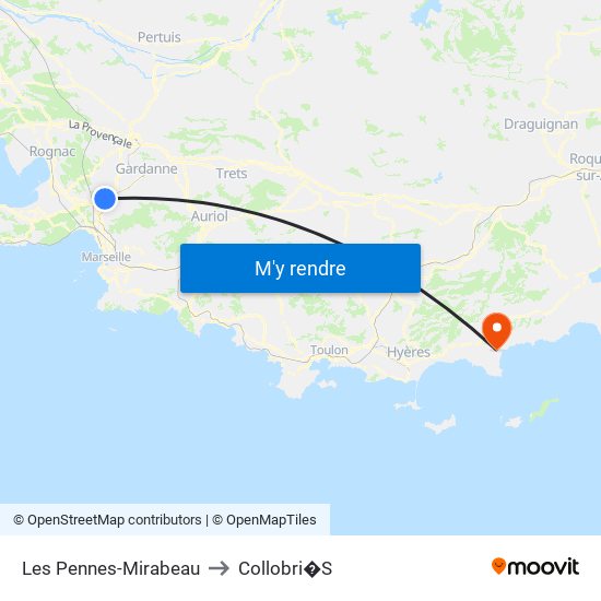 Les Pennes-Mirabeau to Collobri�S map