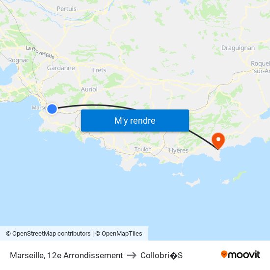 Marseille, 12e Arrondissement to Collobri�S map