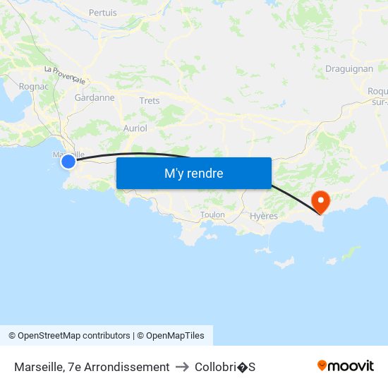 Marseille, 7e Arrondissement to Collobri�S map