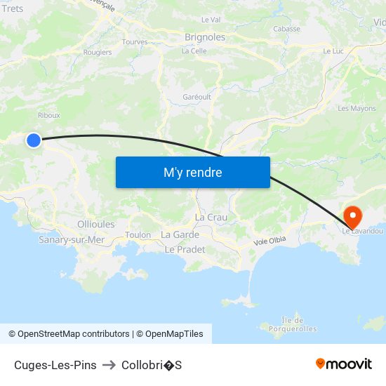 Cuges-Les-Pins to Collobri�S map