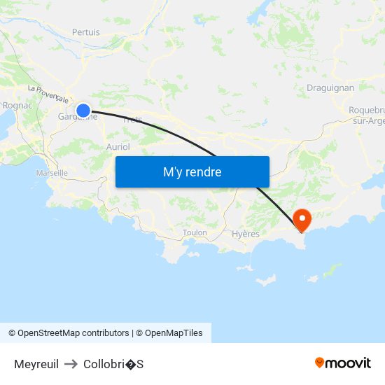 Meyreuil to Collobri�S map
