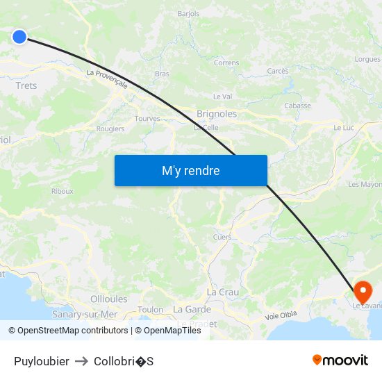 Puyloubier to Collobri�S map